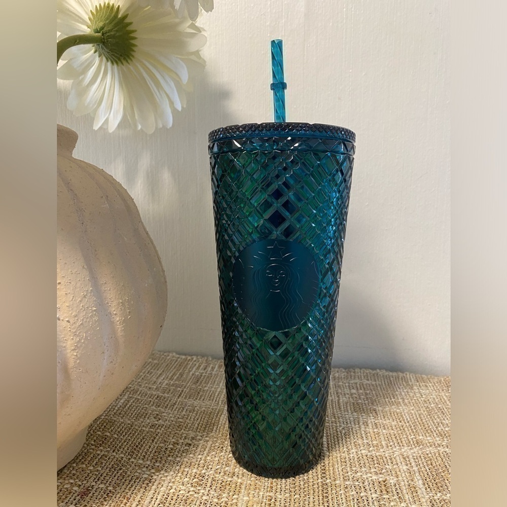 NWT Starbucks 2021 Winter Holiday Emerald Green Jeweled Tumbler Cold